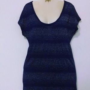 ⭐Old Navy blue silver striped cap sleeve shirt NEW